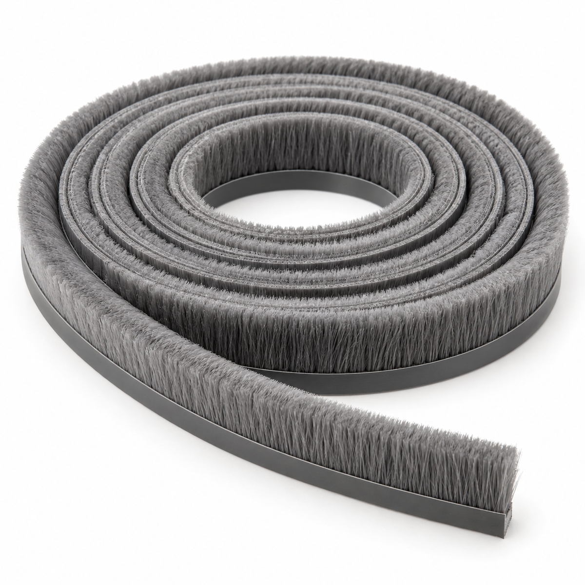 Self-Adhesive Brush Pile Weather Strip - 9 × 9 mm - 5 m - Grey