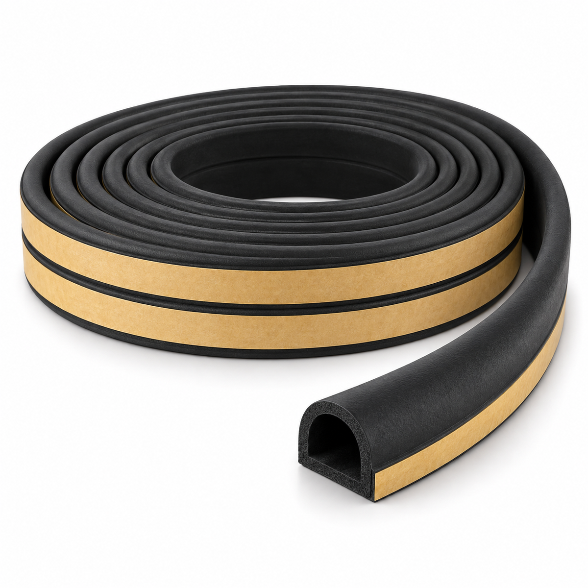 Self-Adhesive EPDM Draught Seal - D Profile 9 × 6 mm - 6 m