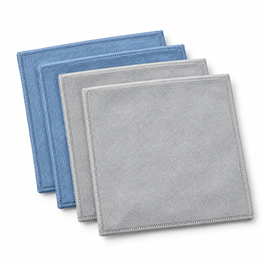 Microfibre Glass Cleaning Cloths - 300 × 300 mm - 4 Pack