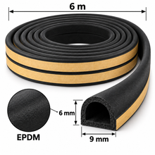 Self-Adhesive EPDM Draught Seal - D Profile 9 × 6 mm - 6 m